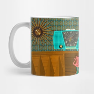 Radio console with mod wallpaper blue and green Mug